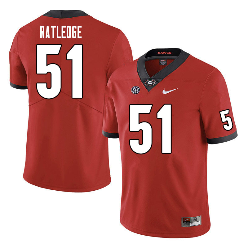 Georgia Bulldogs #51 Tate Ratledge College Football Jerseys Sale-Red